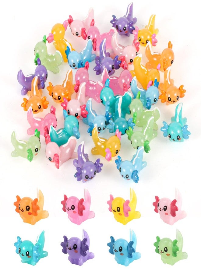 XIHIRCD 24pcs Mini Axolotl Figures, Little Resin Axolotl Miniature Axolotl Charms Tiny Small Animal Figurines Ornament Toy for DIY Craft Garden Landscape Dollhouse Potted Plants Decorations (8 Colors) - Image 1